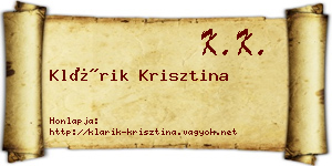 Klárik Krisztina névjegykártya